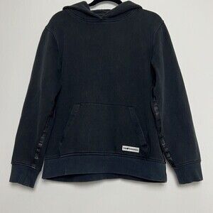 The Hundreds Unisex Black Faux Leather Detail Gorpcore Hooded Sweatshirt M